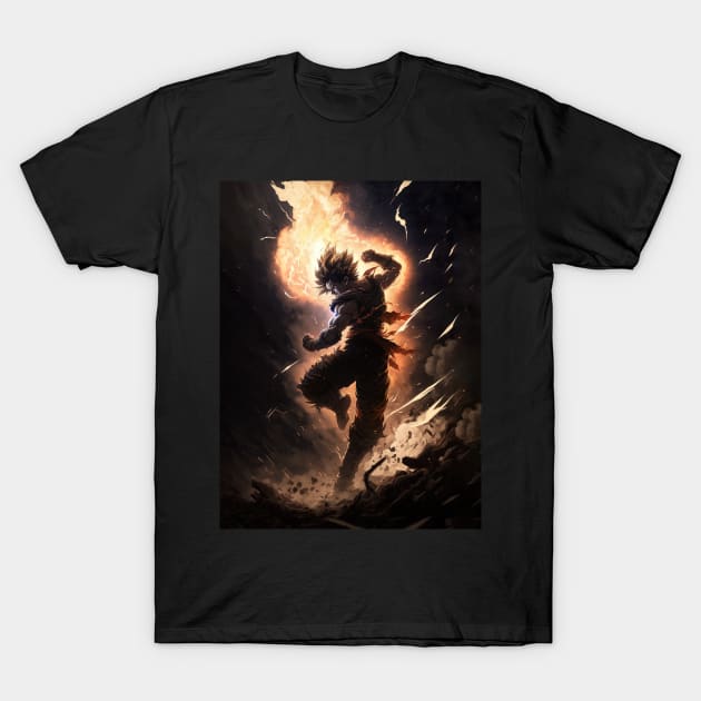 Son Goku Battle Aura T-Shirt by Visualize Studios